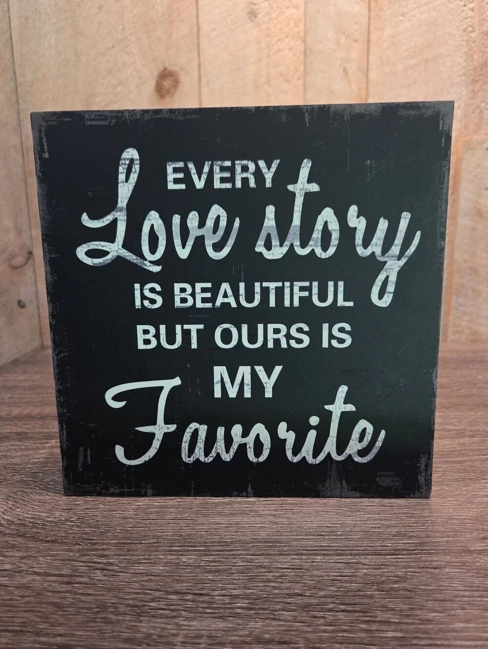 Love Story Block Sign Farmhouse  Wedding Anniversary Shelf Decor 8